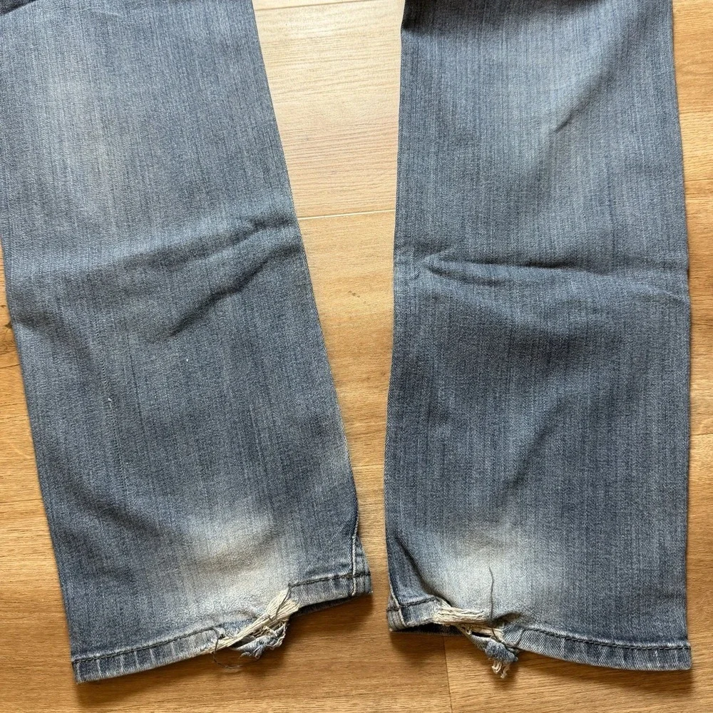 Diesel Waykee Jeans Men 33x32 Blue Straight Leg Distress Medium Wash Faded 0814W